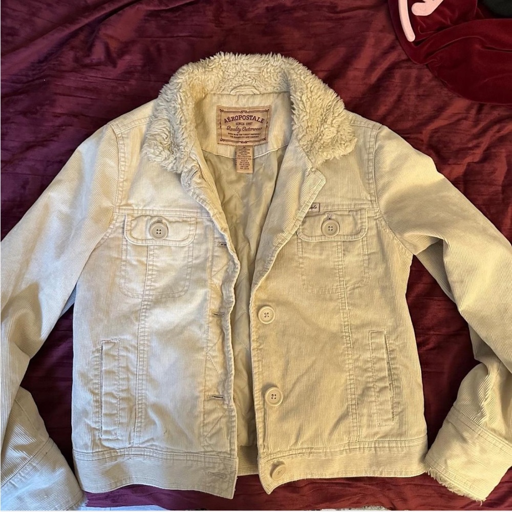 Aeropostale Beige Outerwear with Faux Fur